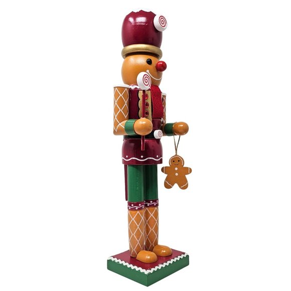 Gingerbread Peppermint Nutcracker 14", Candy Themed Decor Gift - Picture 2 of 5